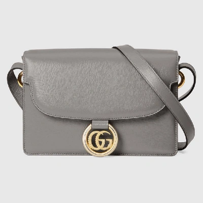 Shop Gucci Small Leather Shoulder Bag In Grey