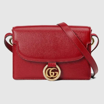 Shop Gucci Small Leather Shoulder Bag In Red