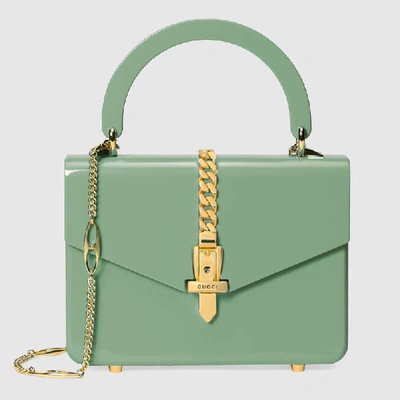 Shop Gucci Sylvie 1969 Plexiglas Mini Top Handle Bag In Green