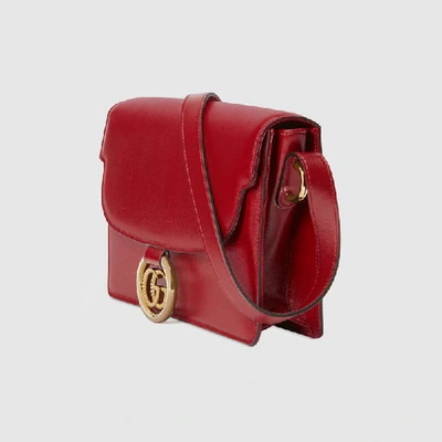 Shop Gucci Small Leather Shoulder Bag In Red