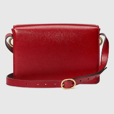 Shop Gucci Small Leather Shoulder Bag In Red