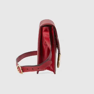Shop Gucci Small Leather Shoulder Bag In Red