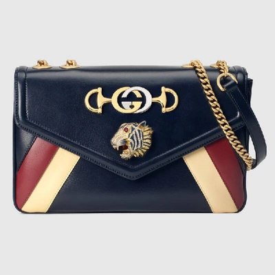 Shop Gucci Rajah Medium Shoulder Bag In Blue