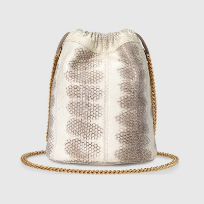 Shop Gucci Zumi Snakeskin Mini Bucket Bag In Neutral