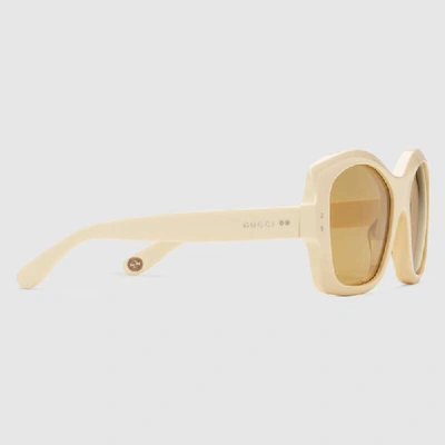 Shop Gucci Square Acetate Sunglasses In White