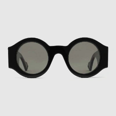 Shop Gucci Round Acetate Sunglasses In Black