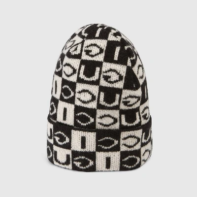 Shop Gucci Checkerboard Wool Hat In Black
