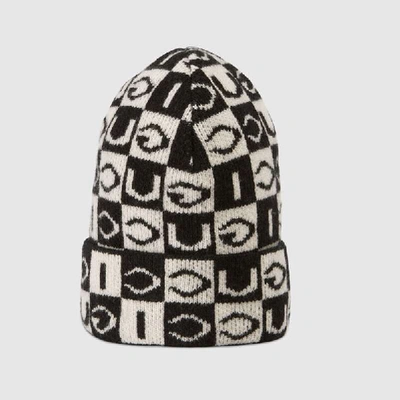 Shop Gucci Checkerboard Wool Hat In Black