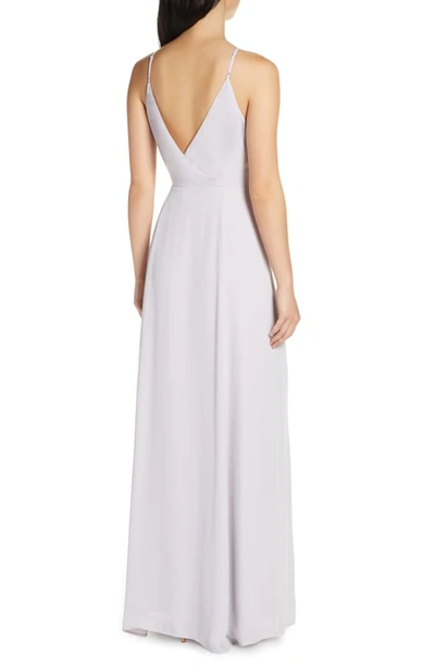 Shop Wayf The Angelina Slit Wrap Gown In Evening Haze
