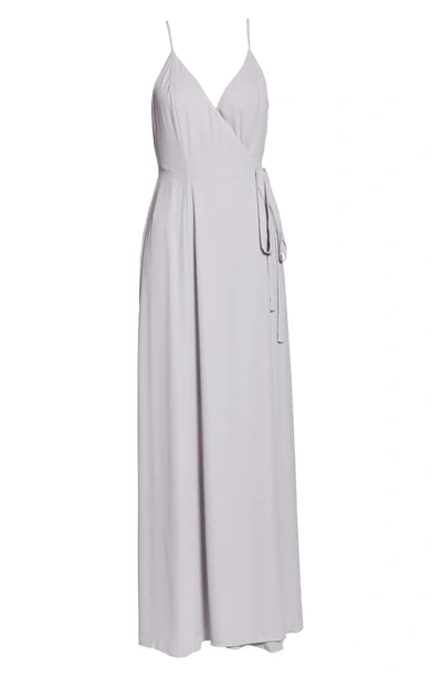 Shop Wayf The Angelina Slit Wrap Gown In Evening Haze