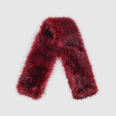 Shop Gucci Faux Fur Scarf In Red