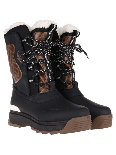 Shop Fendi T-rex Trekking Boots In Brown