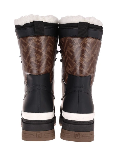 Shop Fendi T-rex Trekking Boots In Brown