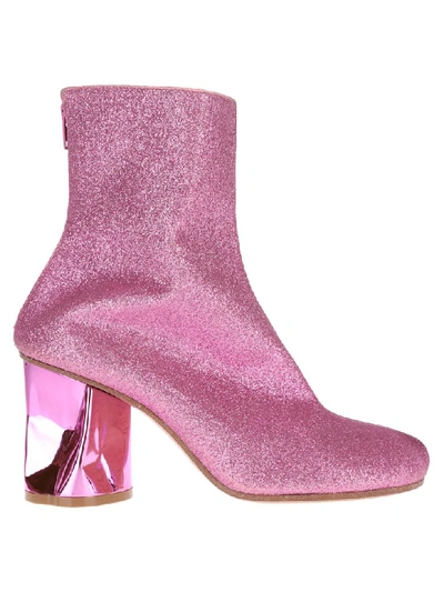 Shop Maison Margiela Martin Margiela Glitter Ankle Boots In Rose