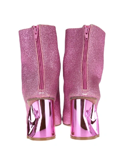Shop Maison Margiela Martin Margiela Glitter Ankle Boots In Rose