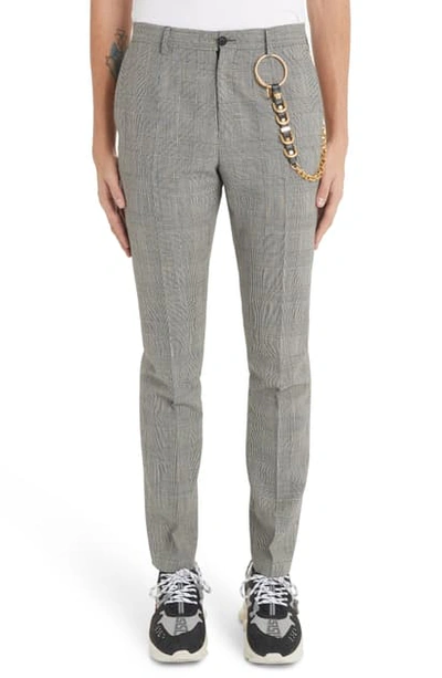 Shop Versace Prince Of Wales Dress Pants In White/black