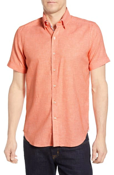 Shop Robert Graham Liam Tailored Fit Shirt In Orange