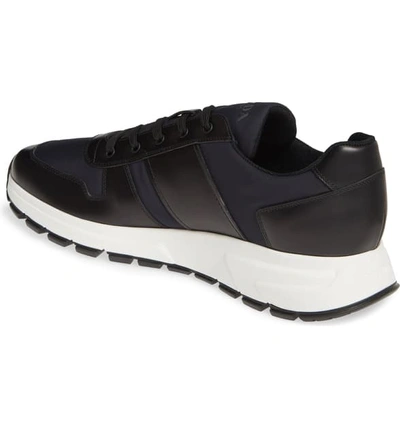 Shop Prada Nylon & Leather Runner Sneaker In Nero/ Royal