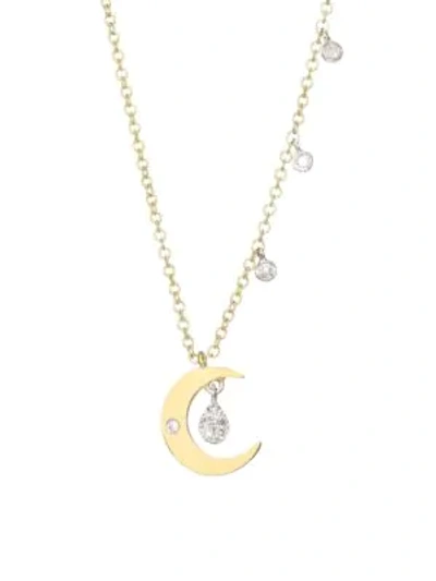 Shop Meira T 14k Two-tone Gold Diamond Moon Pendant Necklace
