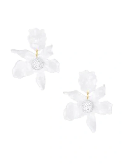 Shop Lele Sadoughi Small Crystal Lily Earrings In White