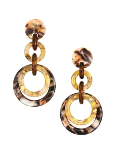 Shop Lele Sadoughi Loop-de-loop Triple Hoop Earrings In Tortoise