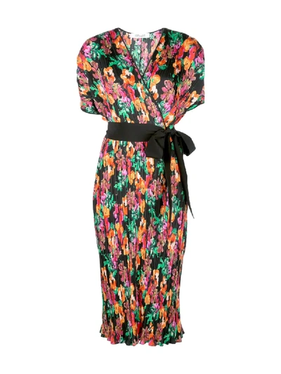 Shop Diane Von Furstenberg Floral Print Wrap Dress In Multicolour