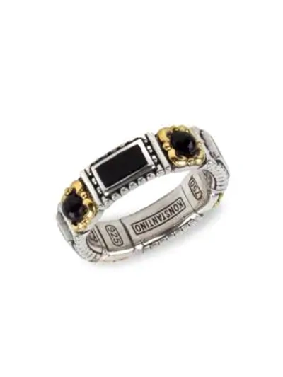 Shop Konstantino Sterling Silver, 18k Yellow Gold & Onyx Ring In Black Onyx