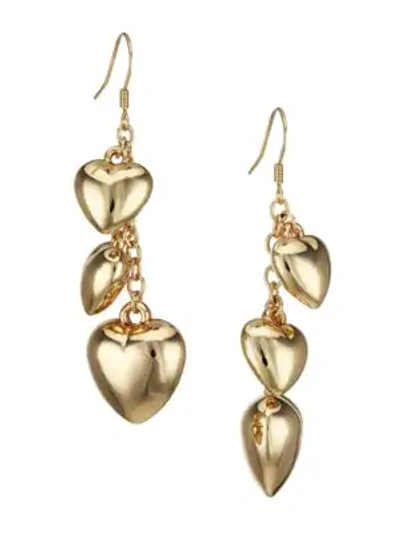 Shop Kenneth Jay Lane 22k Goldplated Heart Dangle Drop Earrings