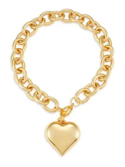 Shop Kenneth Jay Lane 22k Goldplated Heart Pendant Collar Necklace