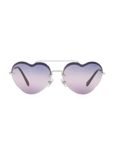 Shop Miu Miu 58mm Browline Heart Sunglasses In Silver