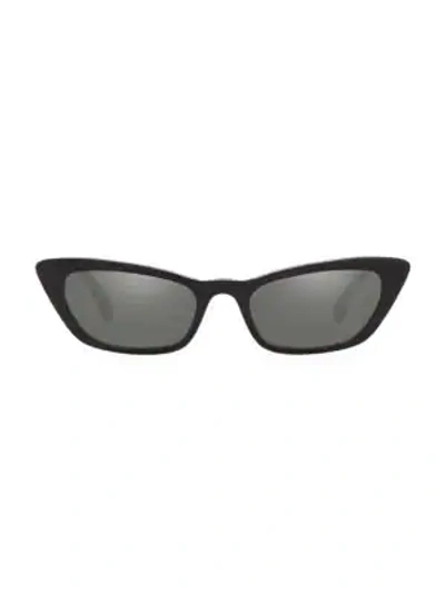 Shop Miu Miu 53mm Mirrored Cat Eye Sunglasses In Black
