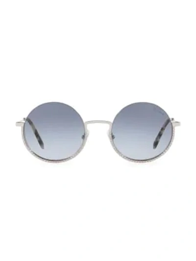 Shop Miu Miu 52mm Embellished Round Sunglasses In Silver