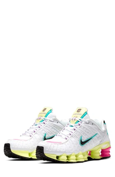 Shop Nike Shox Tl Sneaker In White/ Black/ Green/ Violet