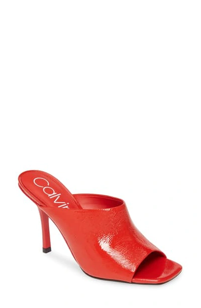 Shop Calvin Klein Matos Sandal In Red Patent Leather