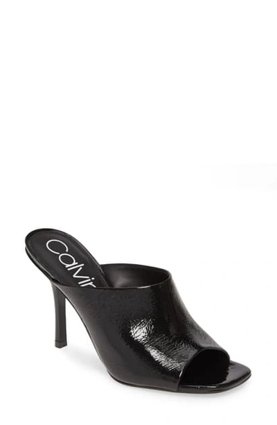 Shop Calvin Klein Matos Sandal In Black Patent Leather