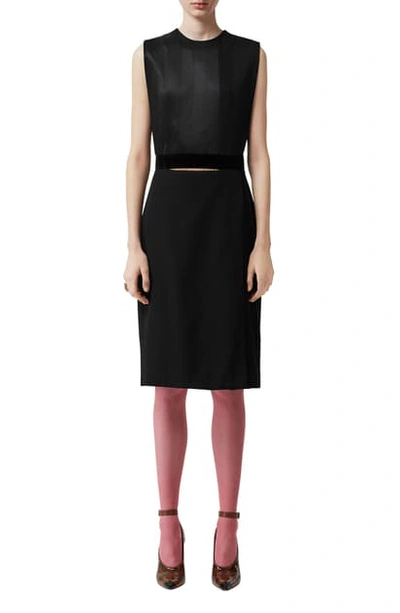 Shop Burberry Sleeveless Panel Skirt Detail Dress In Black