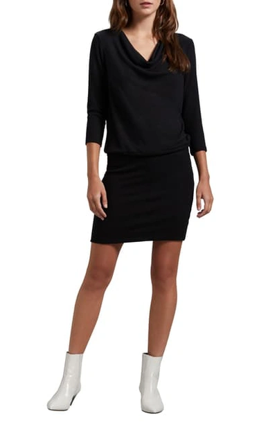 Shop Michael Stars Cecile Madison Ruched Brushed Jersey Dress In Black