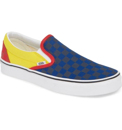 Shop Vans Classic Slip-on In Navy/ Yellow/ Red