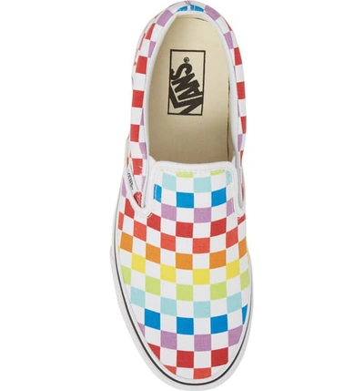 Shop Vans Classic Slip-on In Rainbow/ True White Textile