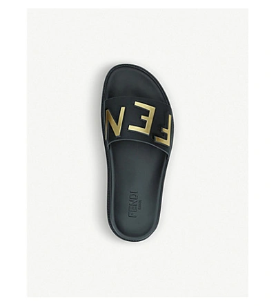 Shop Fendi Logo-embossed Rubber Sliders In Blk/other