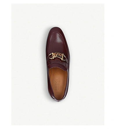 Shop Gucci Stud-embellished Leather Loafers In Wine