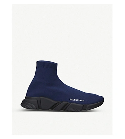 Shop Balenciaga Speed Stretch-knit Trainers In Blue/drk.c