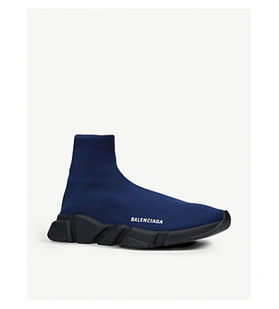 Shop Balenciaga Speed Stretch-knit Trainers In Blue/drk.c