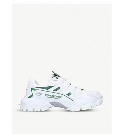 Shop Valentino Climbers Leather And Mesh Trainers In White
