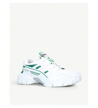 Shop Valentino Climbers Leather And Mesh Trainers In White