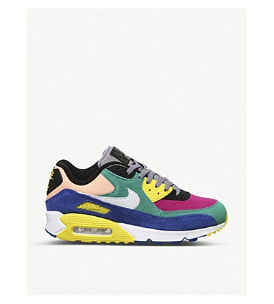Shop Nike Air Max 90 Viotech Suede Panelled Trainers In Viotech Green