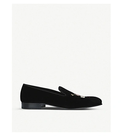 Shop Gucci Glauco Velvet Loafers In Black