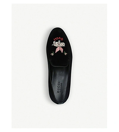 Shop Gucci Glauco Velvet Loafers In Black