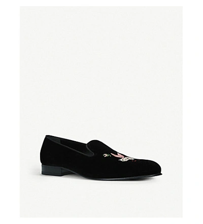 Shop Gucci Glauco Velvet Loafers In Black