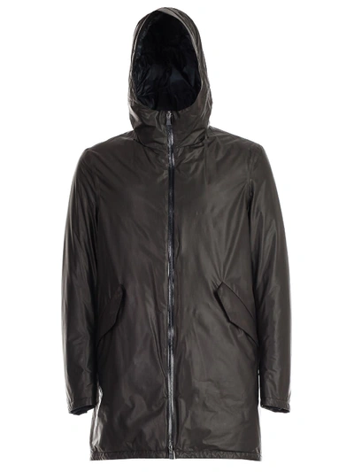 Shop Herno Parka Leather Effect In Mud